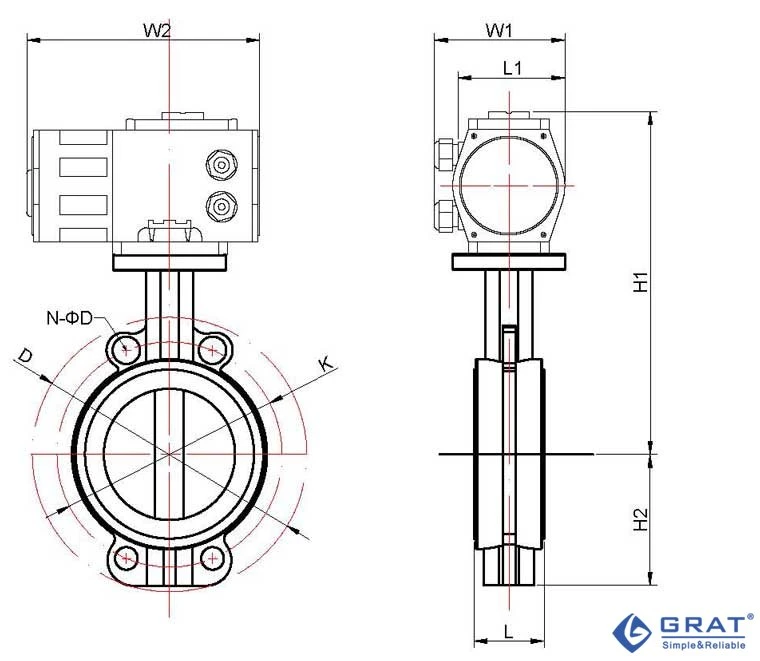 Exid II Bt4 Patlama Dayanıklı Elektrikli Aktif Kelebek Valfı IP68 Düşük Basınç 0