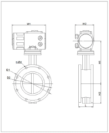 DN40 - DN1000 Patlama Güvenli Elektrik Aktüatör Kelebek Valfi için PTFE Flange Tipi 1