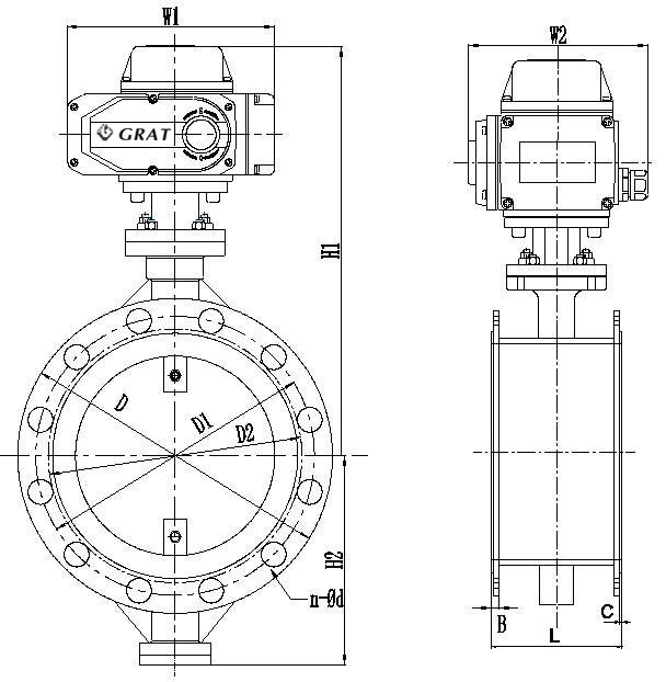 Dn700 Pn80 Wcb Patlama Dayanıklı Elektrik Aktüatör Metal Koltuk Kelebek Valf Aktüatörü Tipi 1