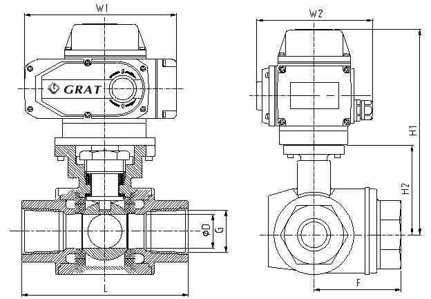 SS Thread Connection Electric Control Valve Endüstriyel 3 Yolu Elektrik Top Valfi 1