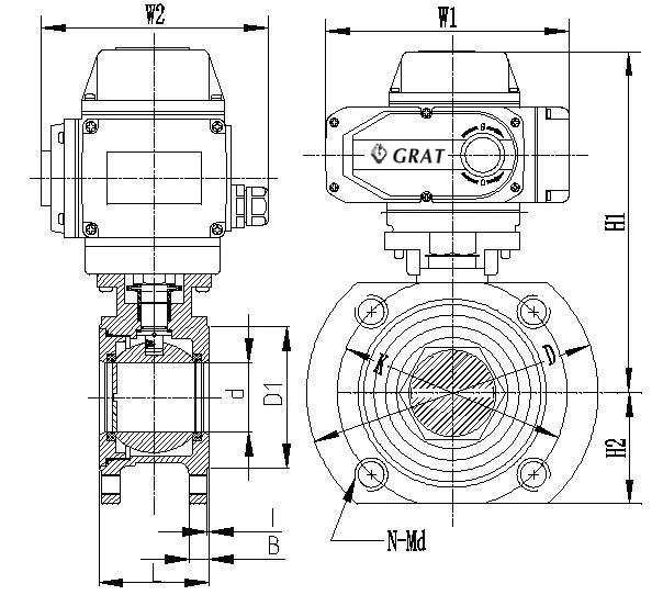 AC220V DN15-250 Küçük Akış Flange bağlantısı Elektrikli Kontrol Valfi 1