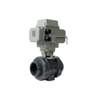 Dn32 UPVC Elektrik Top Valfı IP67 AC220V DC24V Elektrik Aktuatör PVC Top Valfı
